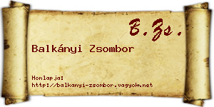 Balkányi Zsombor névjegykártya